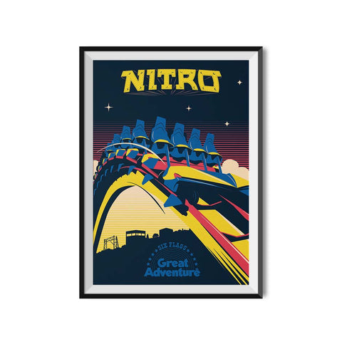 Six Flags Great Adventure x Made to Thrill Nitro Roller Coaster Poster