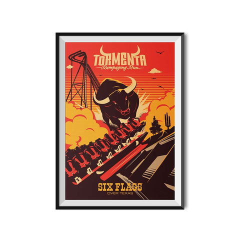 Six Flags Over Texas x Made to Thrill Tormenta Roller Coaster Poster