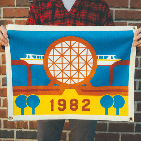 Futurist Theme Park Camp Flag | in hand