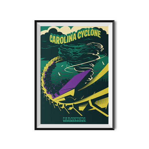 Carowinds x Made to Thrill Carolina Cyclone Roller Coaster Poster