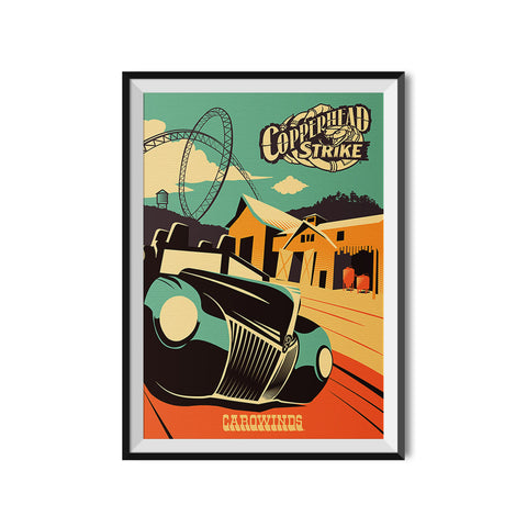 Carowinds x Made to Thrill Copperhead Strike Roller Coaster Poster