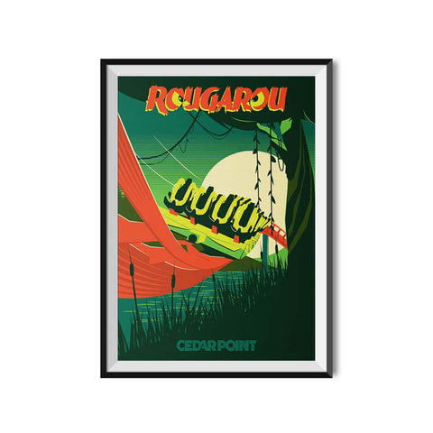 Cedar Point x Made to Thrill Rougarou Roller Coaster Poster