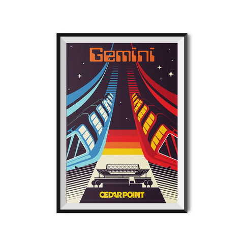 Cedar Point x Made to Thrill Gemini Roller Coaster Poster