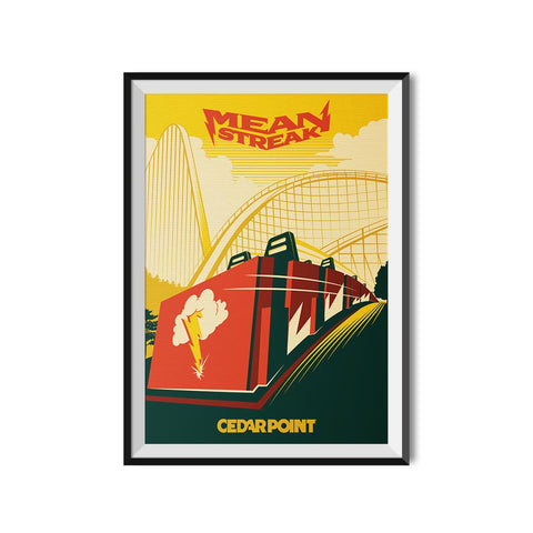 Cedar Point x Made to Thrill Mean Streak Roller Coaster Poster