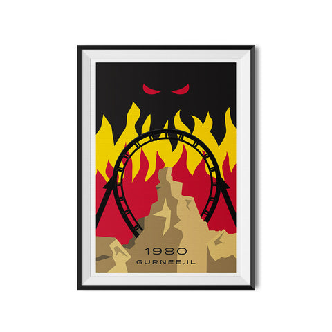Gurnee, IL. 1980 Roller Coaster Poster