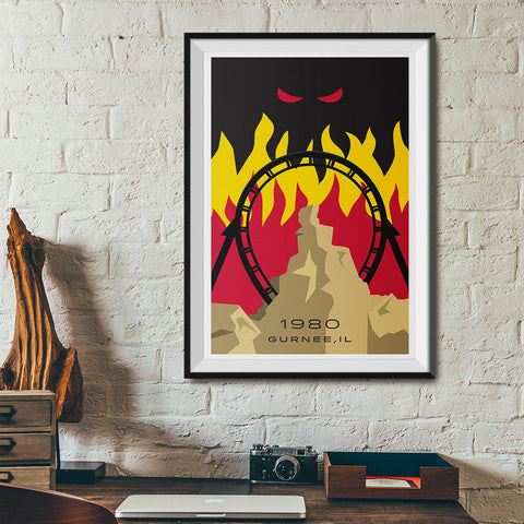 Gurnee, IL. 1980 Roller Coaster Poster | Office