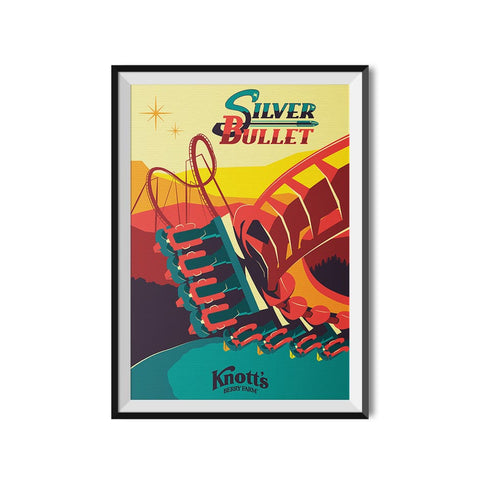 Knott's Berry Farm x Made to Thrill Silver Bullet Roller Coaster Poster