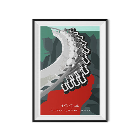 Alton, England 1994 Roller Coaster Poster