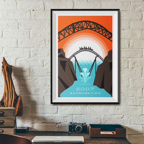 Sandusky, Ohio 2007 Roller Coaster Poster Print | Office