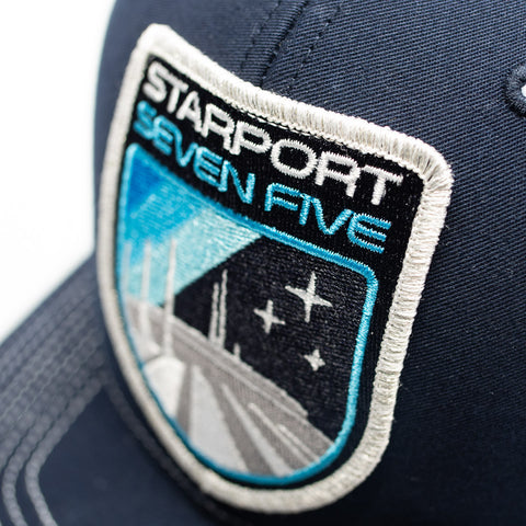 Starport Seven Five Roller Coaster Trucker Hat | Detail