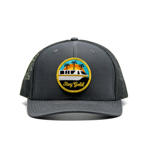 Stay Gold Monorail Trucker Hat Charcoal | Front