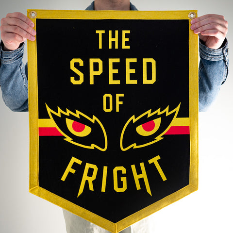 The Speed of Fright Retro Roller Coaster Banner | In hand