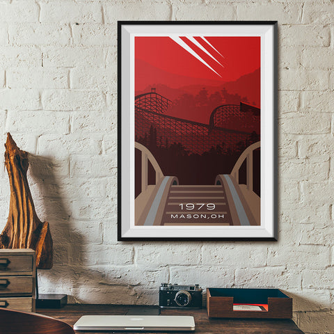 Mason, Ohio 1979 Wooden Roller Coaster Poster | Office