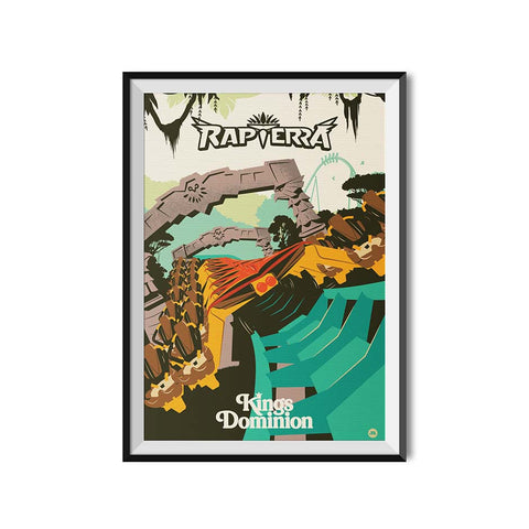 Kings Dominion x Made to Thrill Rapterra Roller Coaster Poster