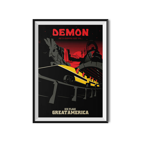 Six Flags Great America x Made to Thrill Demon Roller Coaster Poster