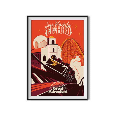 Six Flags Great Adventure x Made to Thrill El Toro Roller Coaster Poster