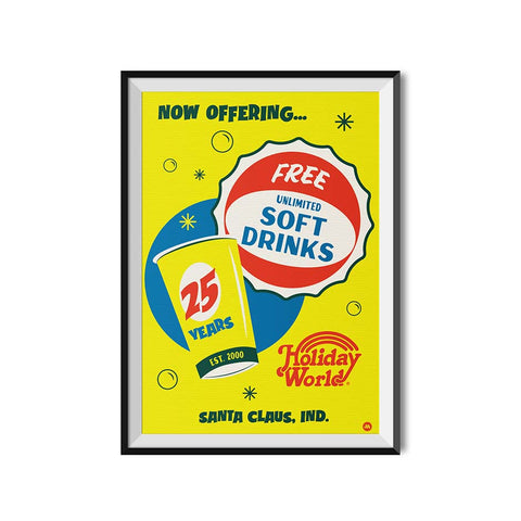 Made to Thrill x Holiday World Free Soft Drinks Poster