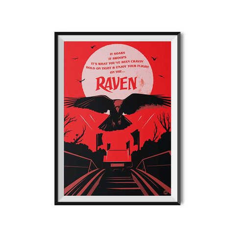 Made to Thrill x Holiday World Raven Roller Coaster 30th Anniversary Poster