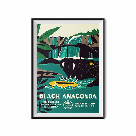 Made to Thrill x Noah's Ark Waterpark Black Anaconda Attraction Poster