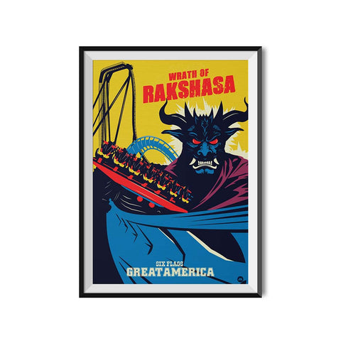 Six Flags Great America x Made to Thrill Wrath of Rakshasa Media Day Roller Coaster Poster