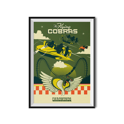 Carowinds x Made to Thrill The Flying Cobras Roller Coaster Poster