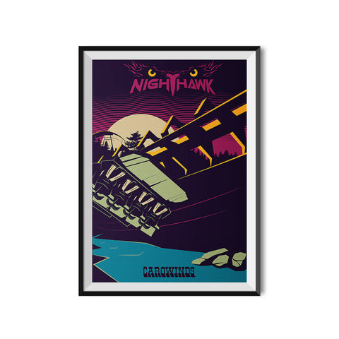 Carowinds x Made to Thrill Nighthawk Roller Coaster Poster