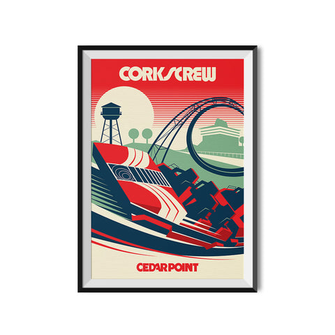 Cedar Point x Made to Thrill Corkscrew Roller Coaster Poster