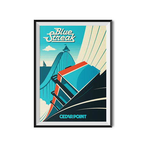Cedar Point x Made to Thrill Blue Streak Roller Coaster Poster