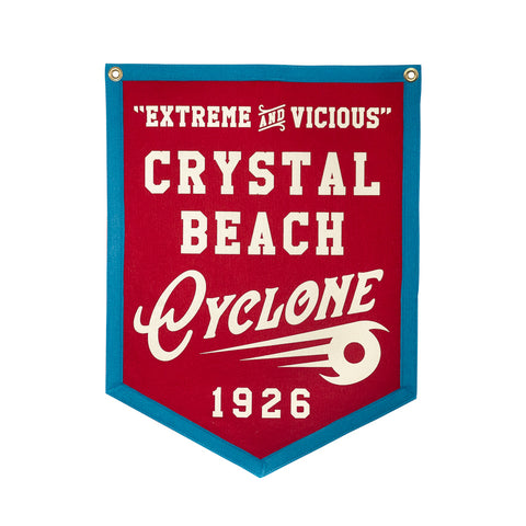 Crystal Beach Cyclone Retro Roller Coaster Banner
