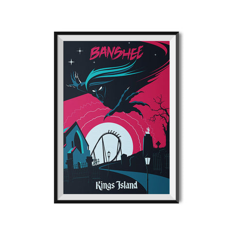 Kings Island x Made to Thrill Banshee Roller Coaster Poster