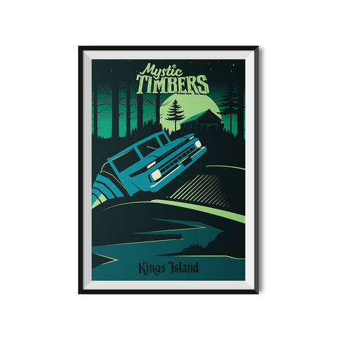 Kings Island x Made to Thrill Mystic Timbers Roller Coaster Poster