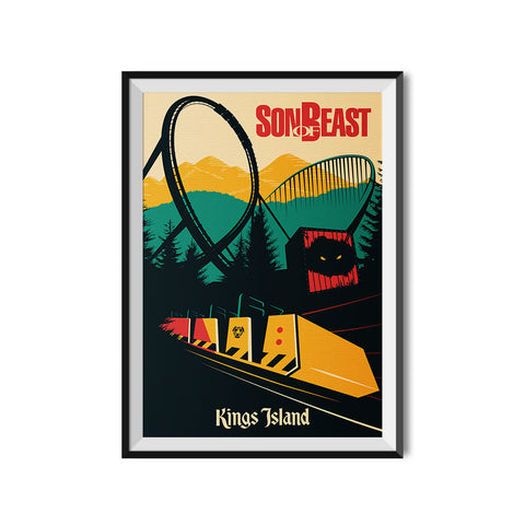 Kings Island x Made to Thrill Son of Beast Roller Coaster Poster