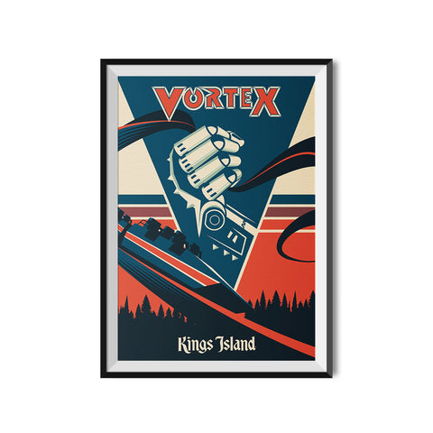 Kings Island x Made to Thrill Vortex Roller Coaster Poster