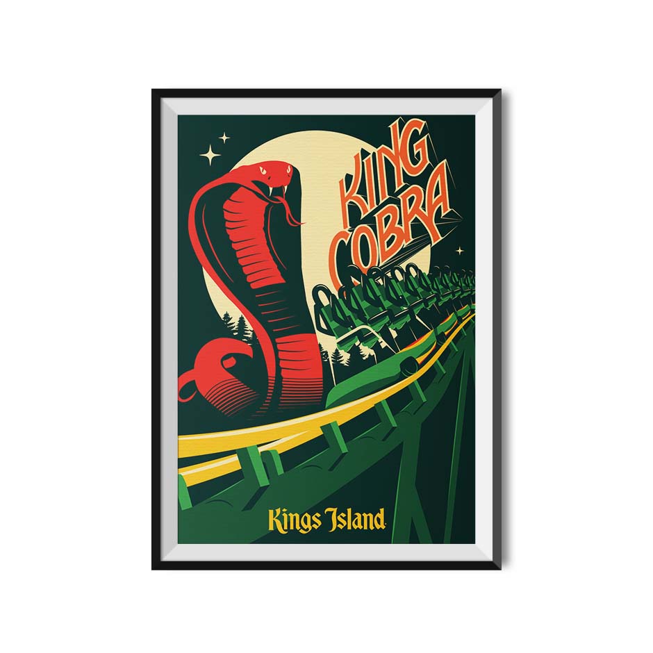 Made to Thrill x Kings Island King Cobra Roller Coaster Poster