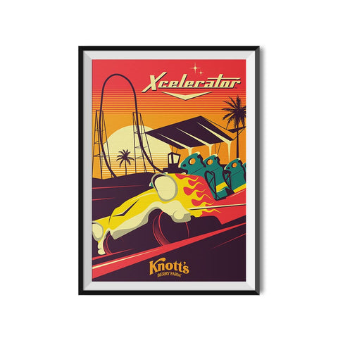 Knott's Berry Farm x Made to Thrill Xcelerator Roller Coaster Poster