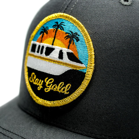 Stay Gold Monorail Trucker Hat Charcoal | Detail