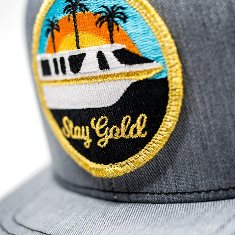 Stay Gold Monorail Trucker Hat Gray | Detail