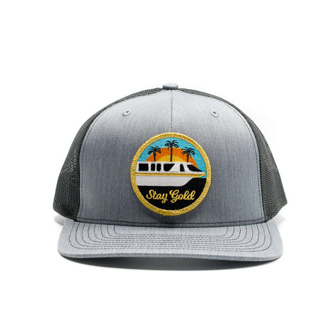 Stay Gold Monorail Trucker Hat Gray | Front