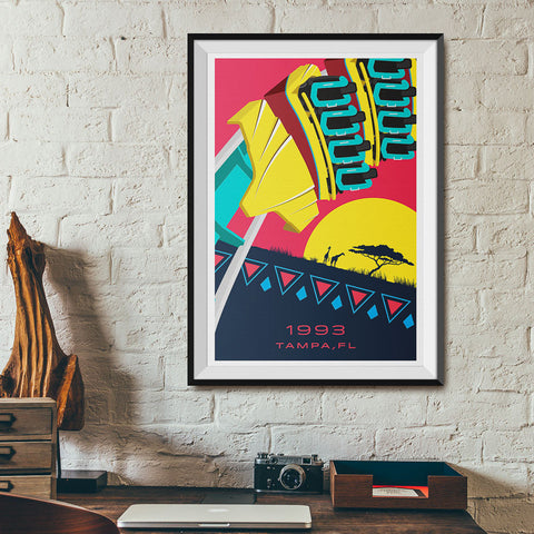 Tampa, FL. 1993 Roller Coaster Poster | Office